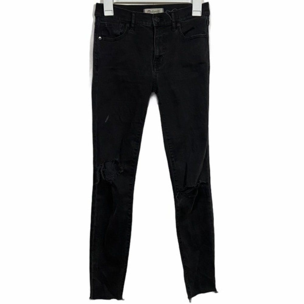 Madewell Black High Rise Distressed Skinny Jeans